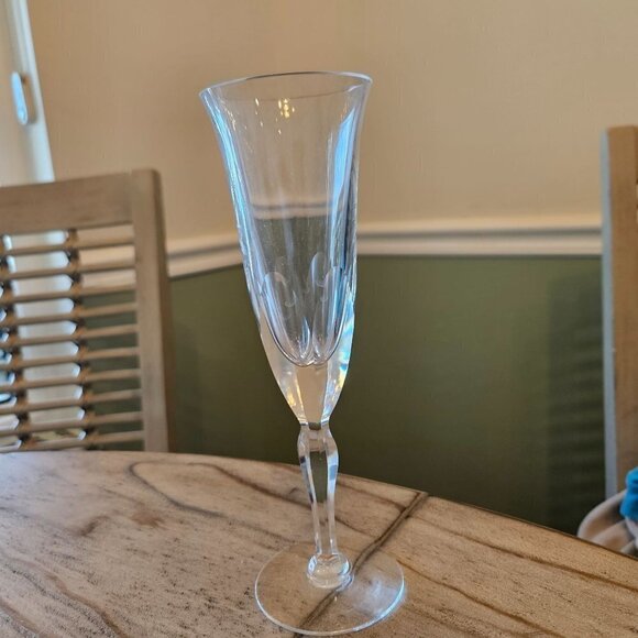 Three Cut Glass Heavy Champagne Flutes 8 1/2 inch high - Picture 10 of 10